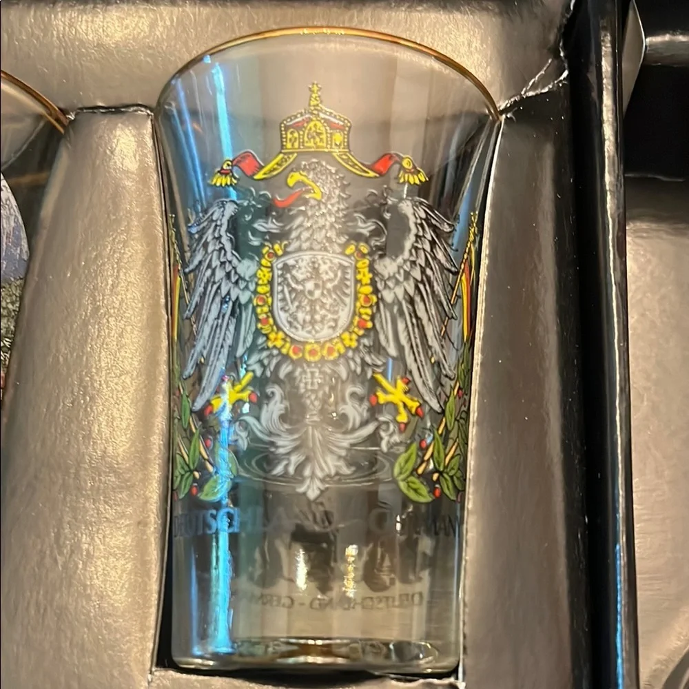 German Flask and Shot Glass Set Scenic Set